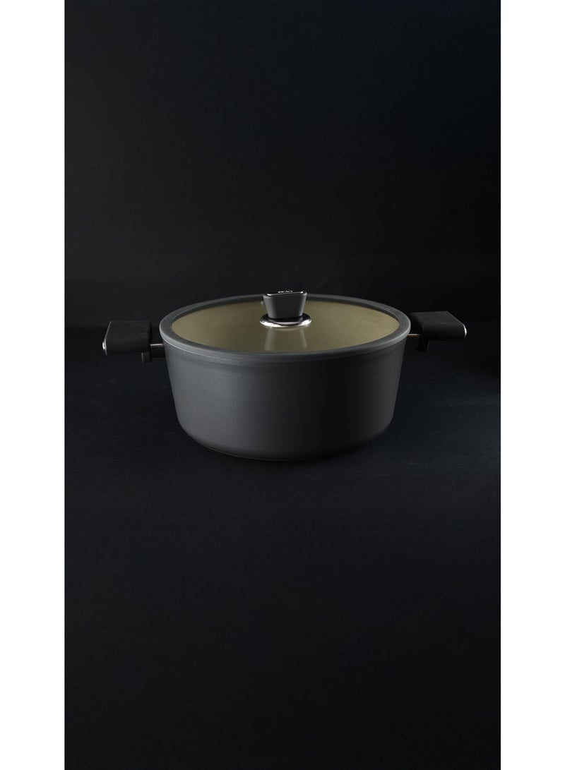 أوزو طقم أواني طهي تركية فاخرة من أوزو، 9 قطع، مصنوعة من الجرانيت الأسود غير اللاصق، مع أغطية زجاجية، رقم الموديل 3933، صنع في تركيا - Image 5